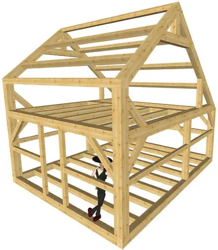 A wooden structure with no roof and no walls.