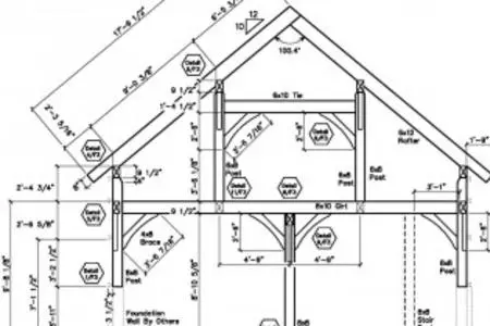 A drawing of the roof structure for a house.